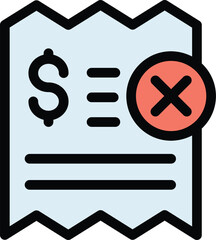 Poster - Bill payment cancellation icon. Outline Bill payment cancellation vector icon for web design isolated on white background color flat