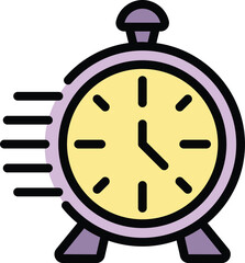 Sticker - Rush job alarm clock icon. Outline Rush job alarm clock vector icon for web design isolated on white background color flat