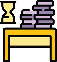 Poster - Book stack desktop icon. Outline Book stack desktop vector icon for web design isolated on white background color flat
