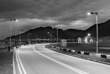 Poster - empty asphalt road at dusk in Hong Kong