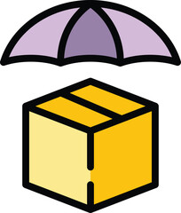 Poster - Protected cargo box icon. Outline Protected cargo box vector icon for web design isolated on white background color flat