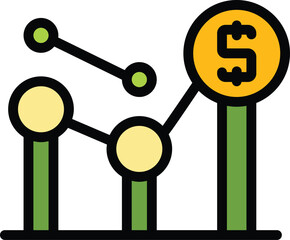 Poster - Result money graph icon. Outline Result money graph vector icon for web design isolated on white background color flat