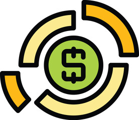 Poster - Result money pie chart icon. Outline Result money pie chart vector icon for web design isolated on white background color flat