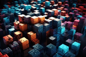 Poster - colorful cube pattern. Generative AI