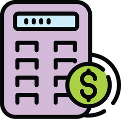 Poster - Result money calculator icon. Outline Result money calculator vector icon for web design isolated on white background color flat
