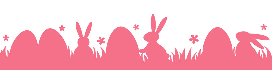 Wall Mural - Paper cut Easter eggs and rabbits on transparent background. Minimal layout design. Banner. Vector illustration
