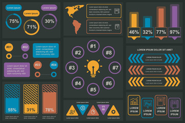 Poster - Set of infographic elements data visualization vector design template. Can be used for steps, options, business process, workflow, diagram, flowchart concept, timeline, marketing icons, info graphics.