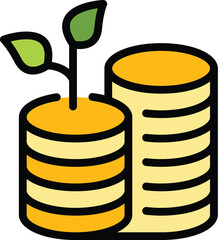 Poster - Result money coins stack icon. Outline Result money coins stack vector icon for web design isolated on white background color flat
