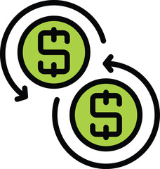 Poster - Result money convert icon. Outline Result money convert vector icon for web design isolated on white background color flat