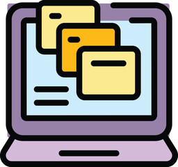 Sticker - Online market studies icon. Outline Online market studies vector icon for web design isolated on white background color flat