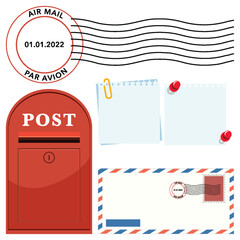 Wall Mural - Set of mail and post symbol