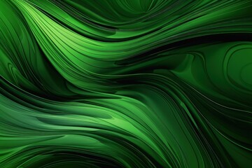 Poster - green abstract background with flowing waves. Generative AI