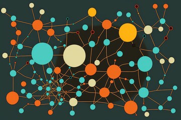 Sticker - neural network, with different types of data represented by different shapes and colors, created with generative ai