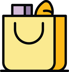 Canvas Print - Shopping bag icon. Outline Shopping bag vector icon for web design isolated on white background color flat