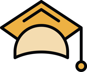 Poster - Education cap icon. Outline Education cap vector icon for web design isolated on white background color flat
