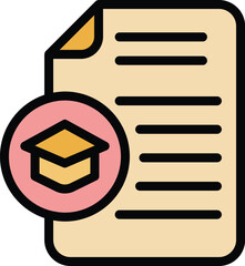 Poster - Graduation thesis icon. Outline Graduation thesis vector icon for web design isolated on white background color flat