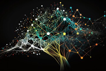 Poster - neural network, with nodes and connections visible, learning new skills, created with generative ai