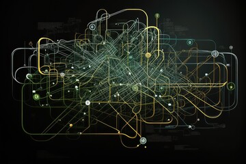 Wall Mural - network with multiple layers, showing how information is processed and transformed, created with generative ai