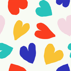 Wall Mural - Seamless pattern with cut out hearts. Vector romantic texture. Background with cute hearts, perfect for packaging design, prints and bold fabric 