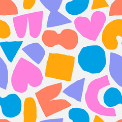Wall Mural - Colourful abstract texture with different shapes. Vector abstract pattern with bold organic shapes. Modern background - cut out shapes in bright vivid colours 