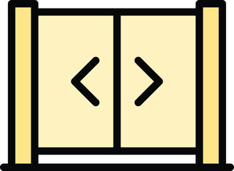 Poster - Sliding doors icon. Outline Sliding doors vector icon for web design isolated on white background color flat