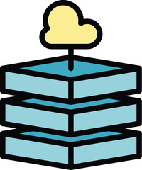 Poster - Cloud storage icon. Outline Cloud storage vector icon for web design isolated on white background color flat