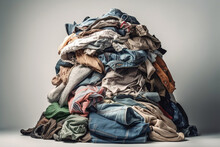 Old Clothes, The Concept Of Fabric Recycling, Created By A Neural Network, Generative AI Technology