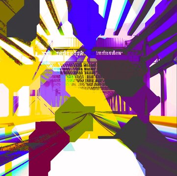 Digital abstract graphic artwork. Vibrant glitch texture. Artwork with deconstructed shapes and graphics elements. Creative graphic design for poster, brochure, flyer and card.