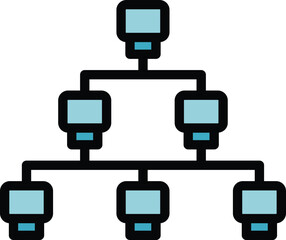 Poster - Big data structure icon. Outline Big data structure vector icon for web design isolated on white background color flat