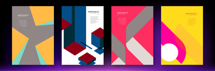 Vector abstract geometric posters background. bauhaus geometric backgrounds, vector circle, triangle, and square