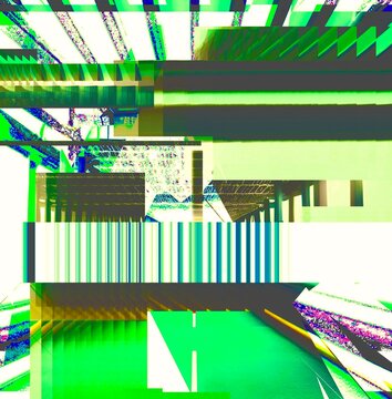 Digital abstract graphic artwork. Vibrant glitch texture. Artwork with deconstructed shapes and graphics elements. Creative graphic design for poster, brochure, flyer and card.