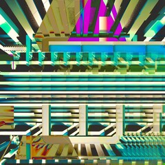 Poster - Digital abstract graphic artwork. Vibrant glitch texture. Artwork with deconstructed shapes and graphics elements. Creative graphic design for poster, brochure, flyer and card.