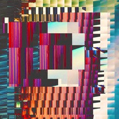 Poster - Digital abstract graphic artwork. Vibrant glitch texture. Artwork with deconstructed shapes and graphics elements. Creative graphic design for poster, brochure, flyer and card.