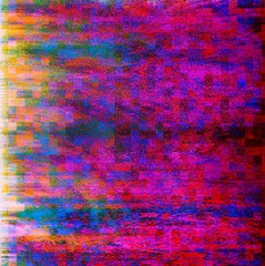 Poster - Digital abstract graphic artwork. Vibrant glitch texture. Artwork with deconstructed shapes and graphics elements. Creative graphic design for poster, brochure, flyer and card.