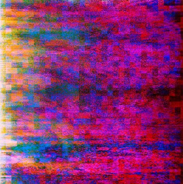 Digital abstract graphic artwork. Vibrant glitch texture. Artwork with deconstructed shapes and graphics elements. Creative graphic design for poster, brochure, flyer and card.