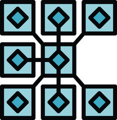 Sticker - Virtual blockchain icon. Outline Virtual blockchain vector icon for web design isolated on white background color flat
