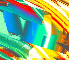 Poster - Digital abstract graphic artwork. Vibrant glitch texture. Artwork with deconstructed shapes and graphics elements. Creative graphic design for poster, brochure, flyer and card.