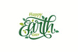 Vector lettering of happy earth day with beautiful floral elements.