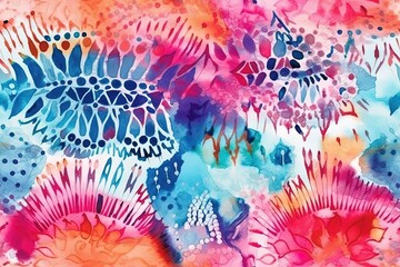 Poster - vibrant and colorful abstract painting. Generative AI