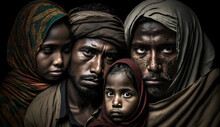Bangladeshi Poor People Portrait, Struggle, Poverty, Children, Family, Poor Family, Generative AI, Generative, AI 
