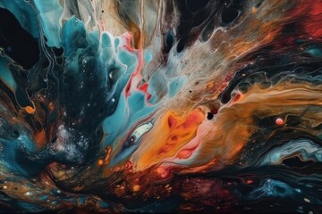 Poster - an abstract painting with vibrant colors and varied shapes. Generative AI