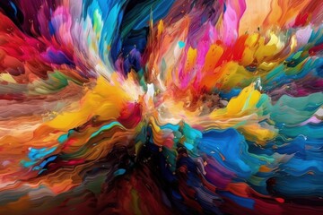 Poster - vibrant and colorful abstract painting. Generative AI
