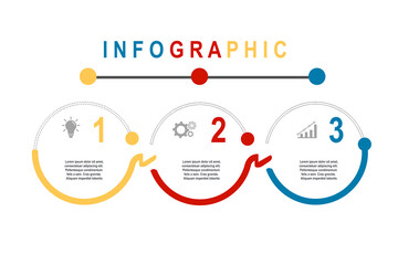 Infographic template for business plan ,strategy, roadmap. 3 Steps Modern Timeline diagram with graphs and business icon, presentation vector infographics