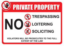 Private Property No Trespassing Loitering Soliciting