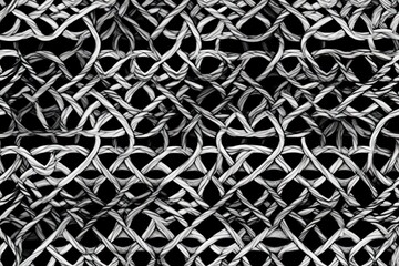 Canvas Print - monochromatic chain link fence pattern. Generative AI