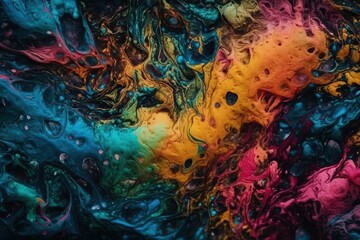 Wall Mural - colorful abstract painting with a close-up view of the brushstrokes and textures. Generative AI