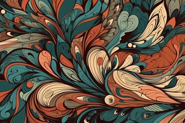 Poster - vibrant abstract background filled with swirling patterns and bubbles. Generative AI