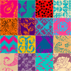 Poster - Geometric abstract pattern. Intersection patchwork plaid style