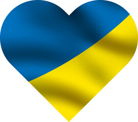Wall Mural - Heart Ukraine flag in png. Flag of Ukraine in heart shape in png. National symbol in 3D. Realistic Ukrainian flag symbol in heart. Blue and yellow symbol.