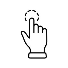 Poster - Touch Gesture of Computer Mouse. Pointer Finger Black Line Icon. Cursor Hand Linear Pictogram. Click Press Double Tap Swipe Point Outline Symbol. Editable Stroke. Isolated Vector Illustration